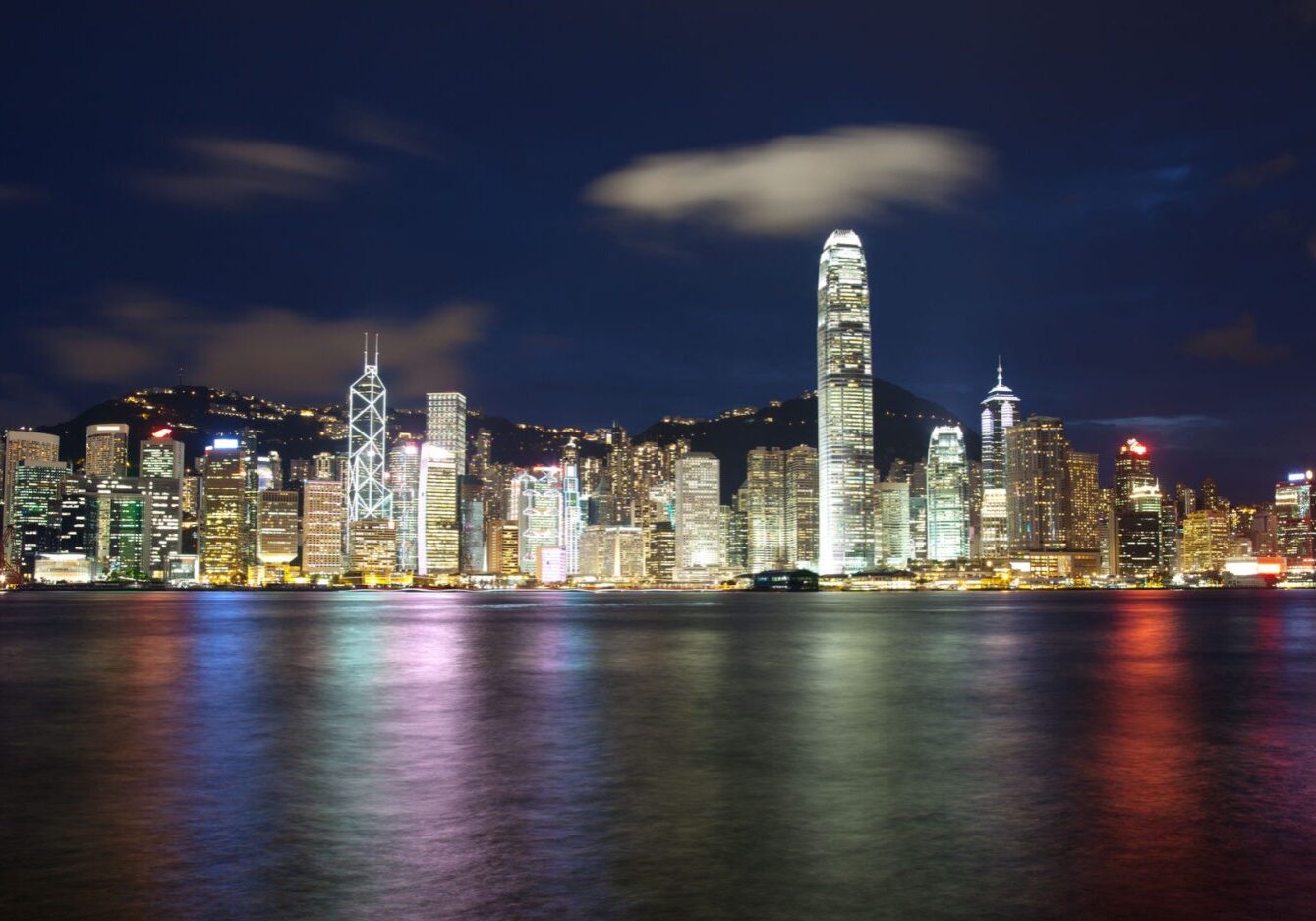 Skyscrapers in Victoria harbor Hong Kong